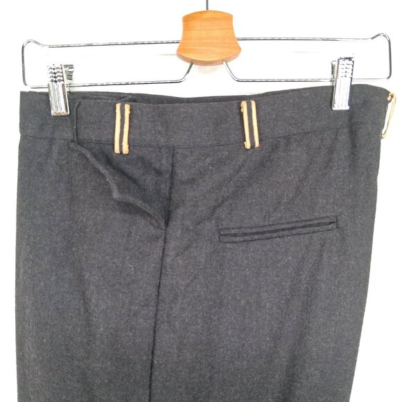 GARY GRAHAM Gray Merino Wool Fold Over Waist Leather Trim Avant Garde Pants 6 - Picture 5 of 16